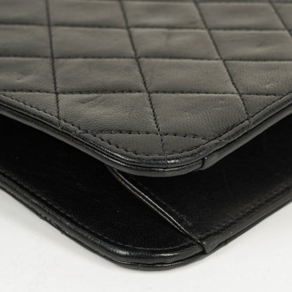 Chanel Medium Classic Single Flap Tasche aus schwarzem gestepptem Lammleder mit 24K vergoldeten Beschlägen