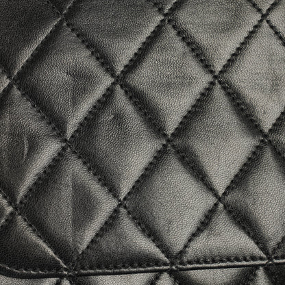 Chanel Medium Classic Single Flap Tasche aus schwarzem gestepptem Lammleder mit 24K vergoldeten Beschlägen