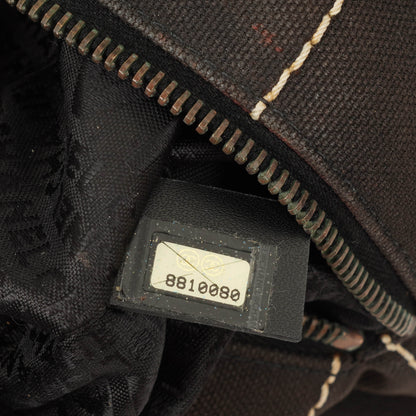 Chanel Boston Tasche aus schokoladenfarbenem Canvas mit braunen Nähten