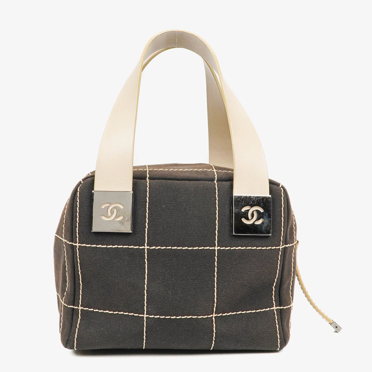 Chanel Boston Tasche aus schokoladenfarbenem Canvas mit braunen Nähten