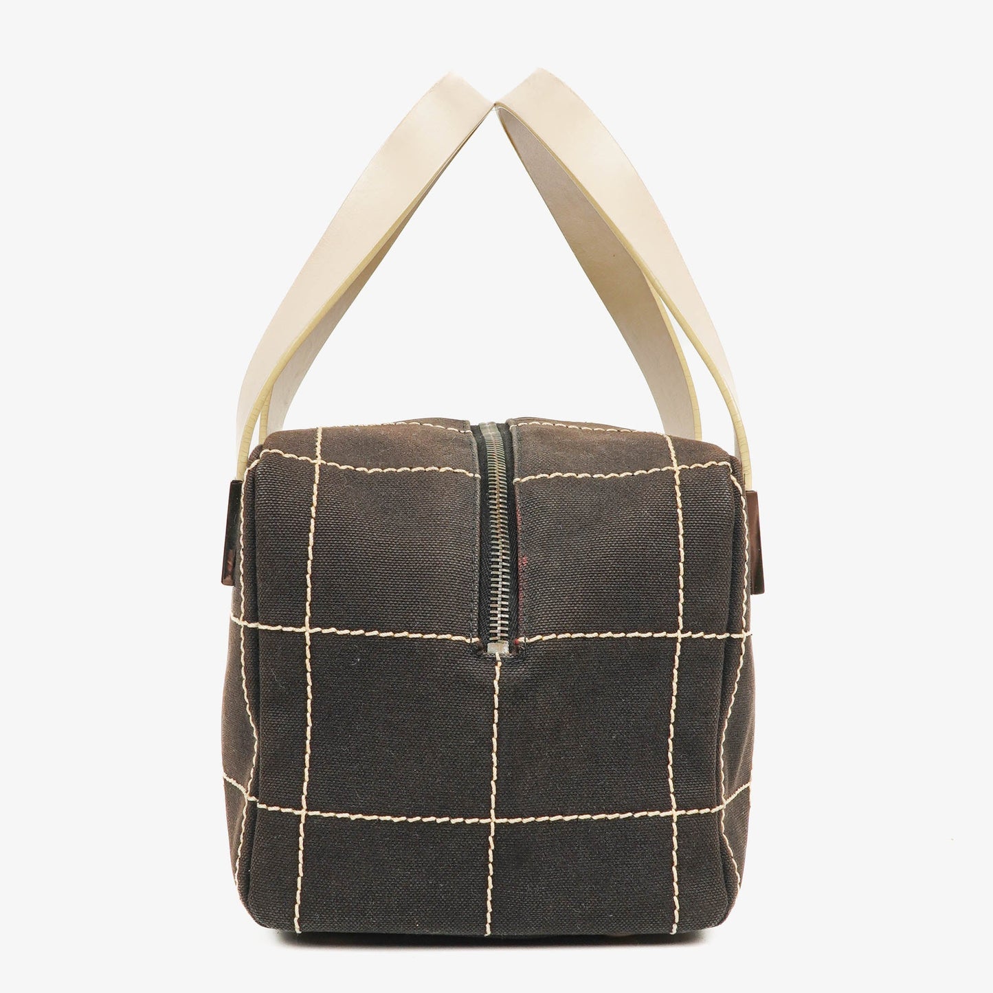 Chanel Boston Tasche aus schokoladenfarbenem Canvas mit braunen Nähten