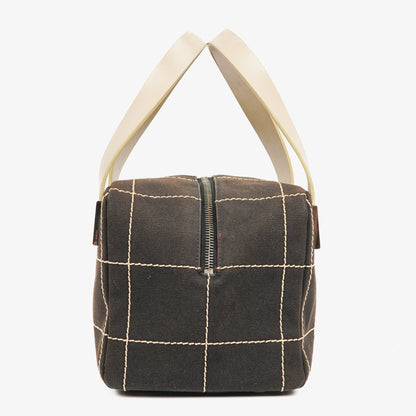 Chanel Boston Tasche aus schokoladenfarbenem Canvas mit braunen Nähten