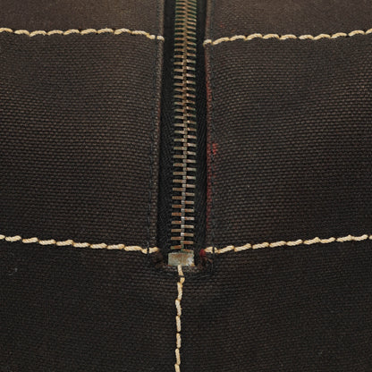 Chanel Boston Tasche aus schokoladenfarbenem Canvas mit braunen Nähten