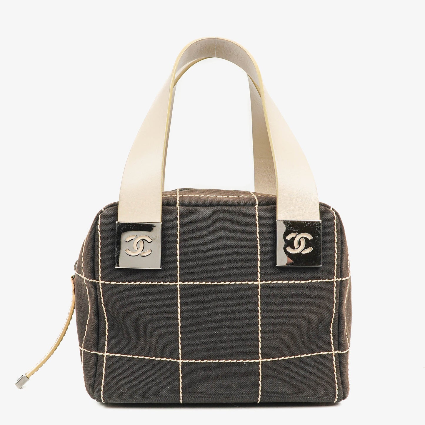 Chanel Boston Tasche aus schokoladenfarbenem Canvas mit braunen Nähten