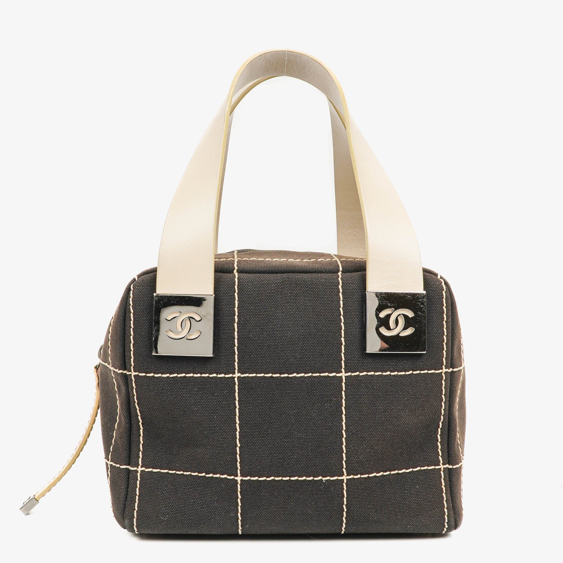 Chanel Boston Tasche aus schokoladenfarbenem Canvas mit braunen Nähten