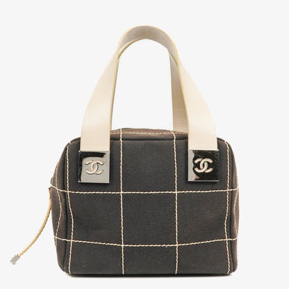 Chanel Boston Tasche aus schokoladenfarbenem Canvas mit braunen Nähten