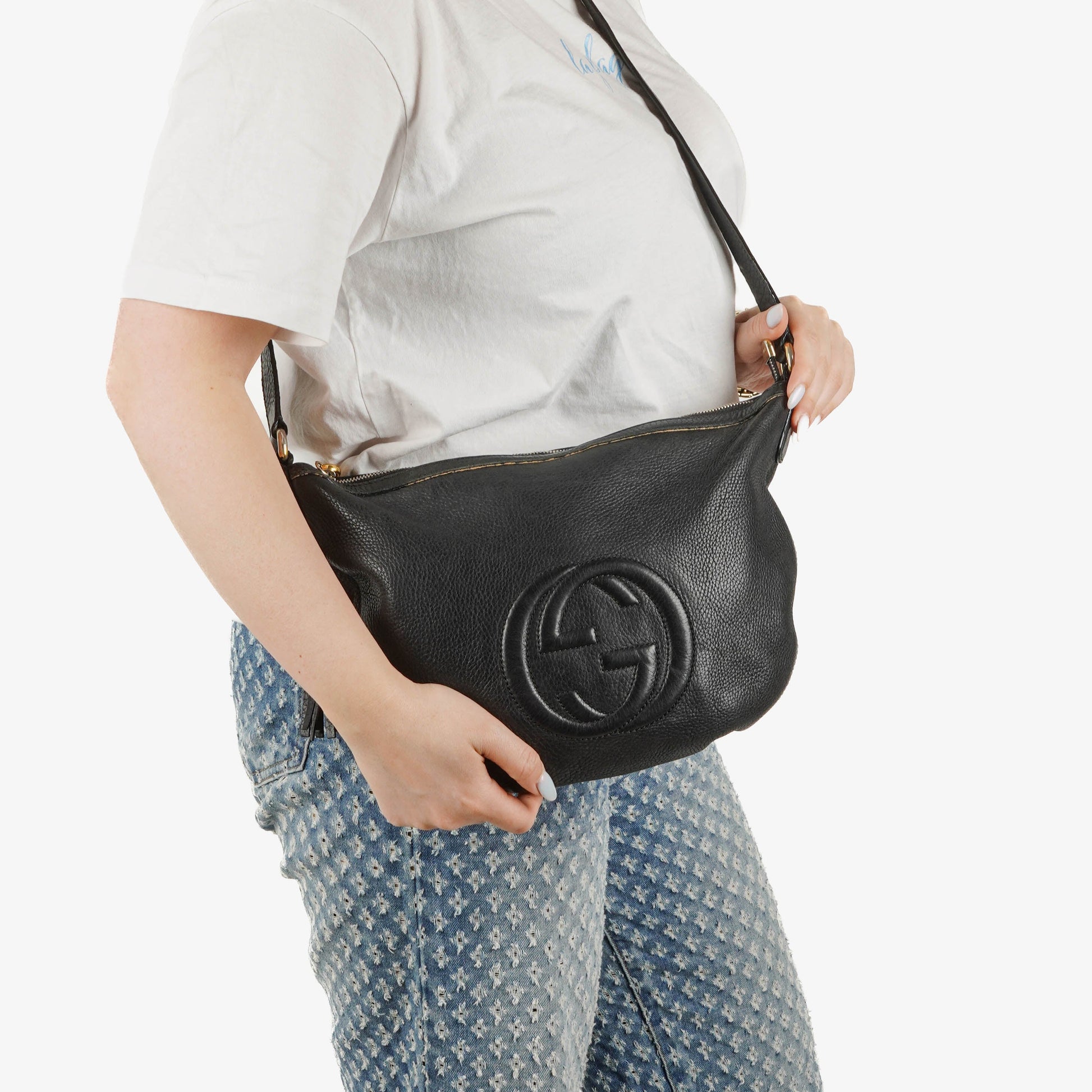 Gucci Soho Tasche aus schwarzem genarbtem Leder