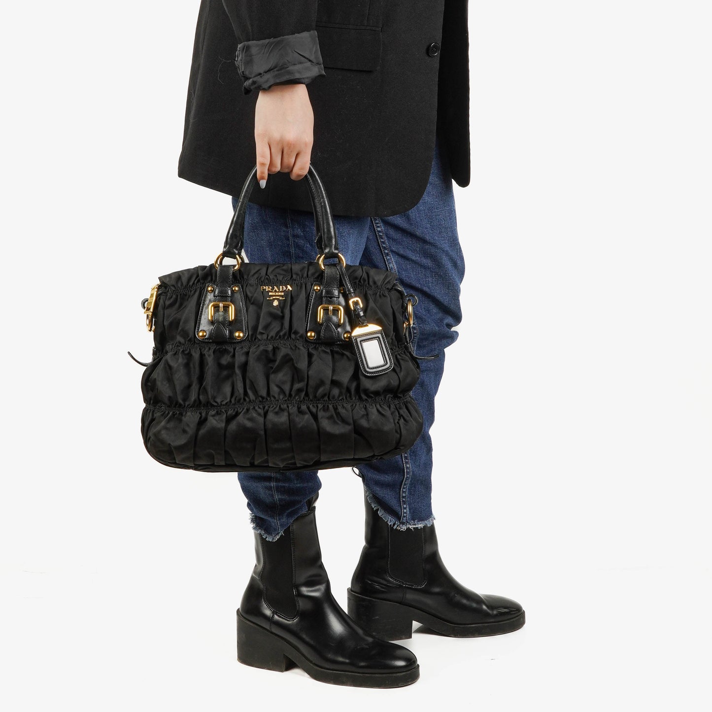 Prada Tessuto Gaufre Nero Tasche