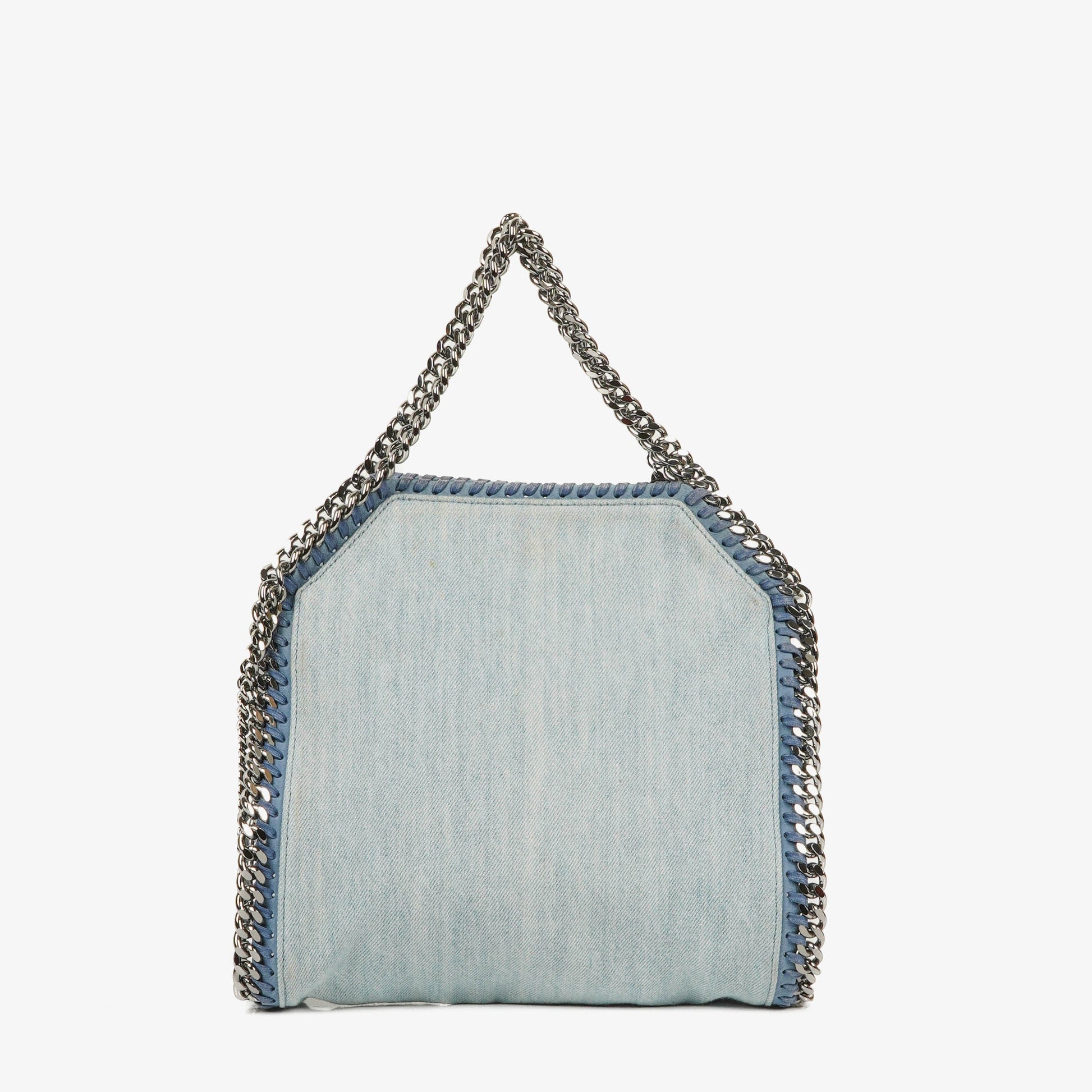 Stella McCartney Falabella Mini Tote aus blauem Denim mit Blumen