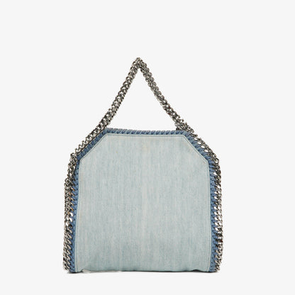 Stella McCartney Falabella Mini Tote aus blauem Denim mit Blumen