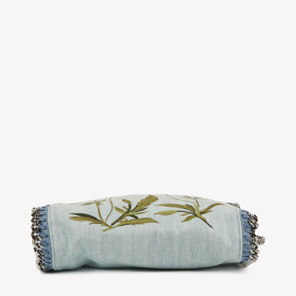 Stella McCartney Falabella Mini Tote aus blauem Denim mit Blumen
