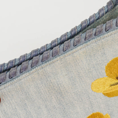 Stella McCartney Falabella Mini Tote aus blauem Denim mit Blumen