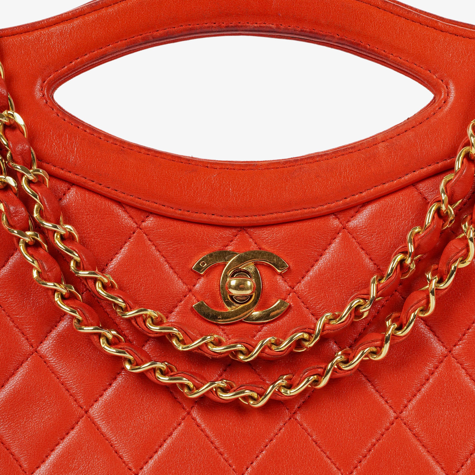 Chanel Small 31 Vintage Shopping Tote aus rotem gestepptem Lammleder