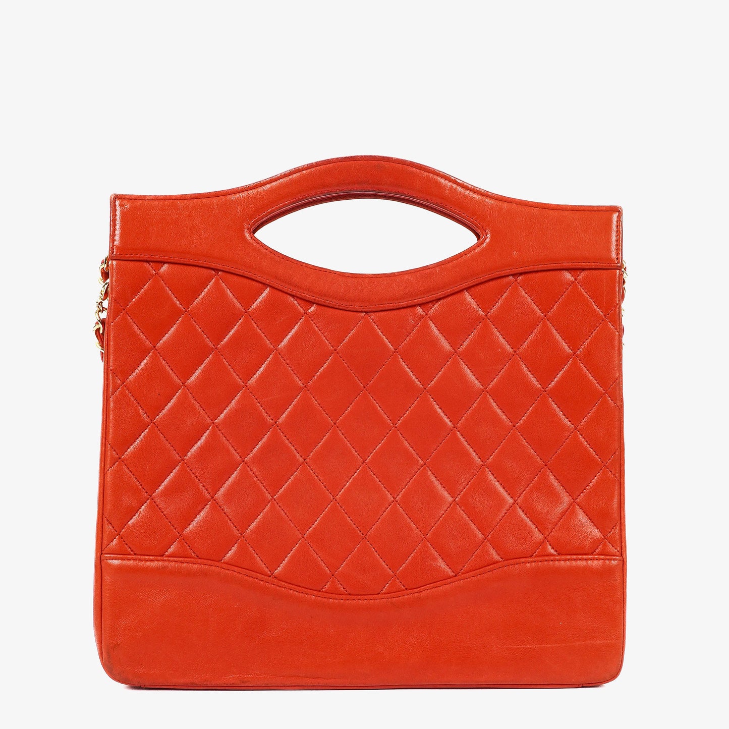 Chanel Small 31 Vintage Shopping Tote aus rotem gestepptem Lammleder