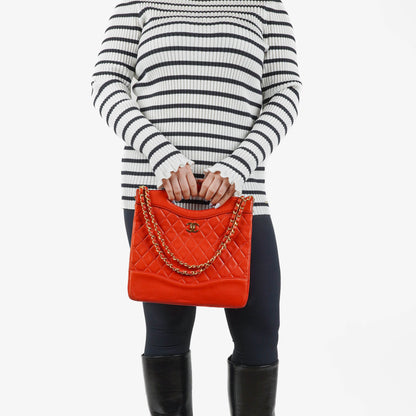 Chanel Small 31 Vintage Shopping Tote aus rotem gestepptem Lammleder