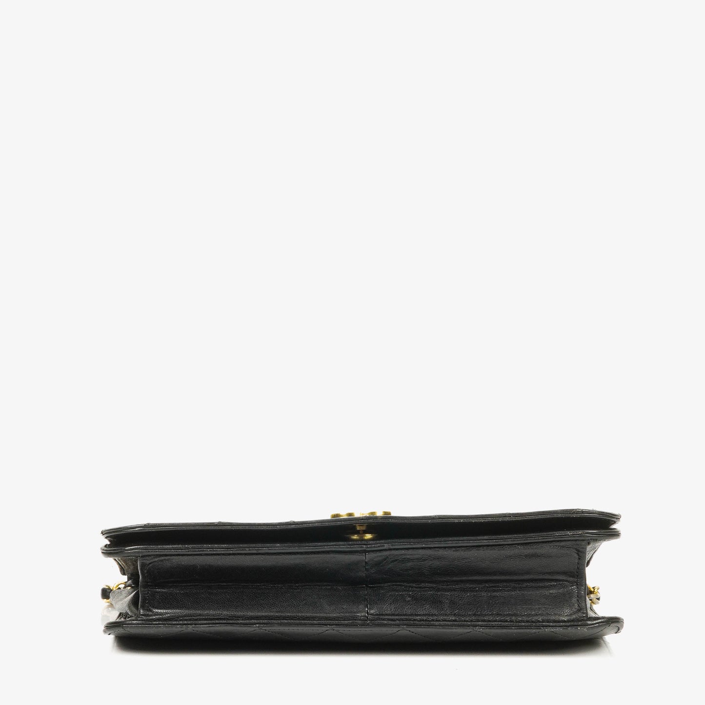 Chanel Classic Full Flap Bag aus schwarzem gestepptem Leder mit 24K vergoldeter Hardware