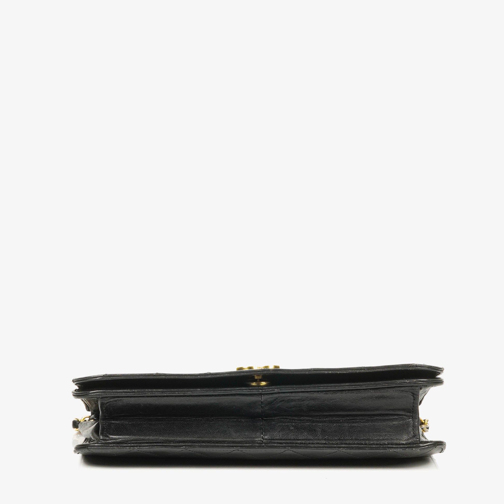 Chanel Classic Full Flap Bag aus schwarzem gestepptem Leder mit 24K vergoldeter Hardware