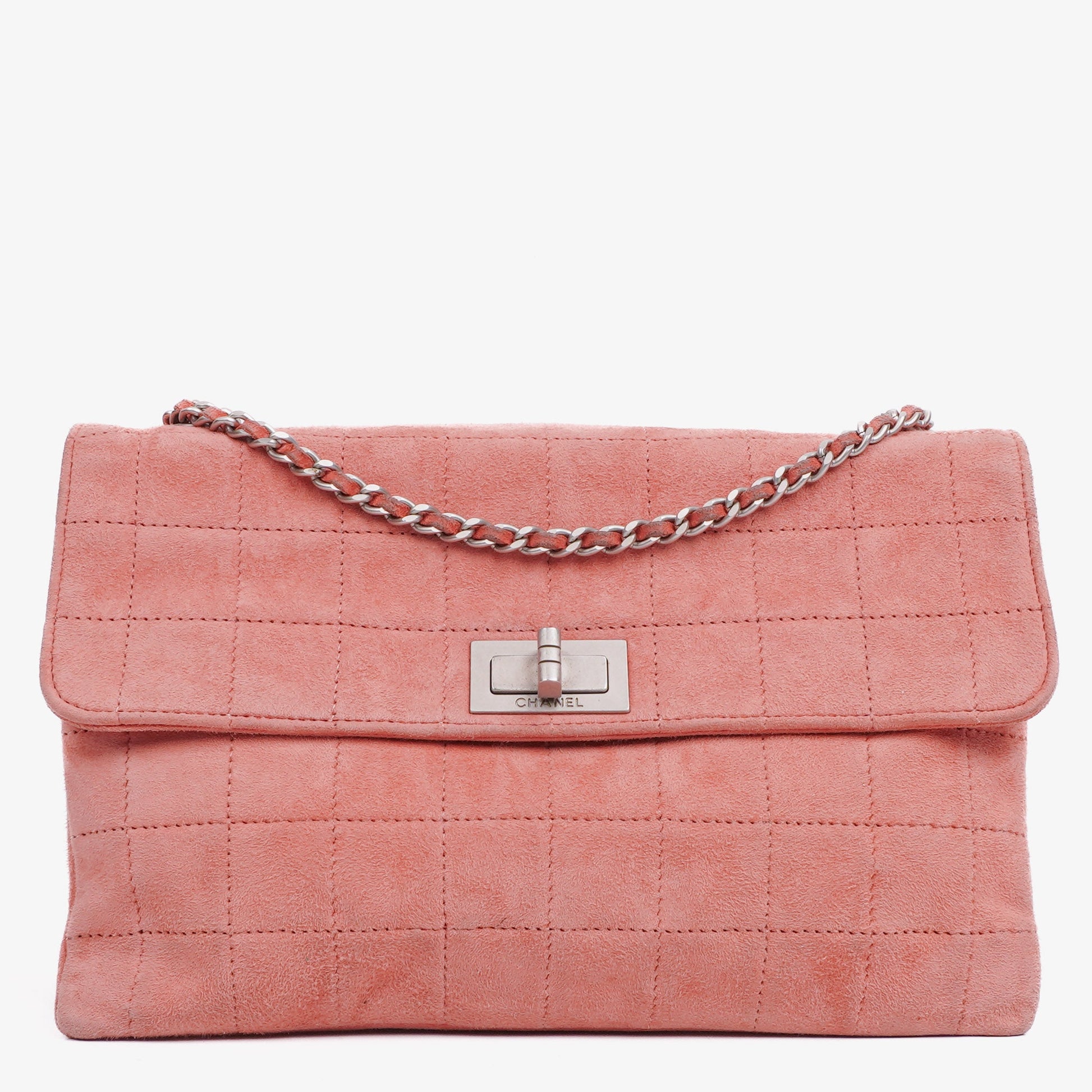 Chanel Chocolate Bar Mademoiselle Flap Tasche aus rosa Wildleder