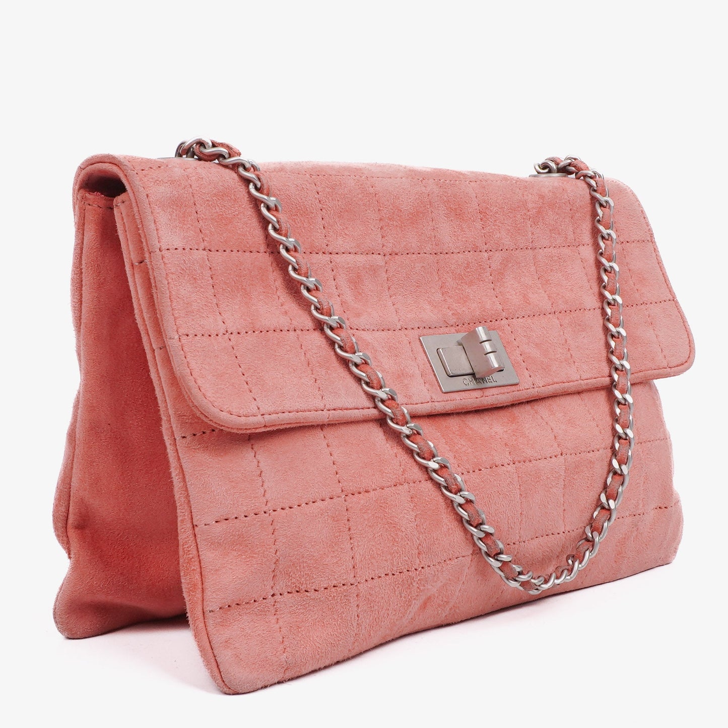 Chanel Chocolate Bar Mademoiselle Flap Tasche aus rosa Wildleder