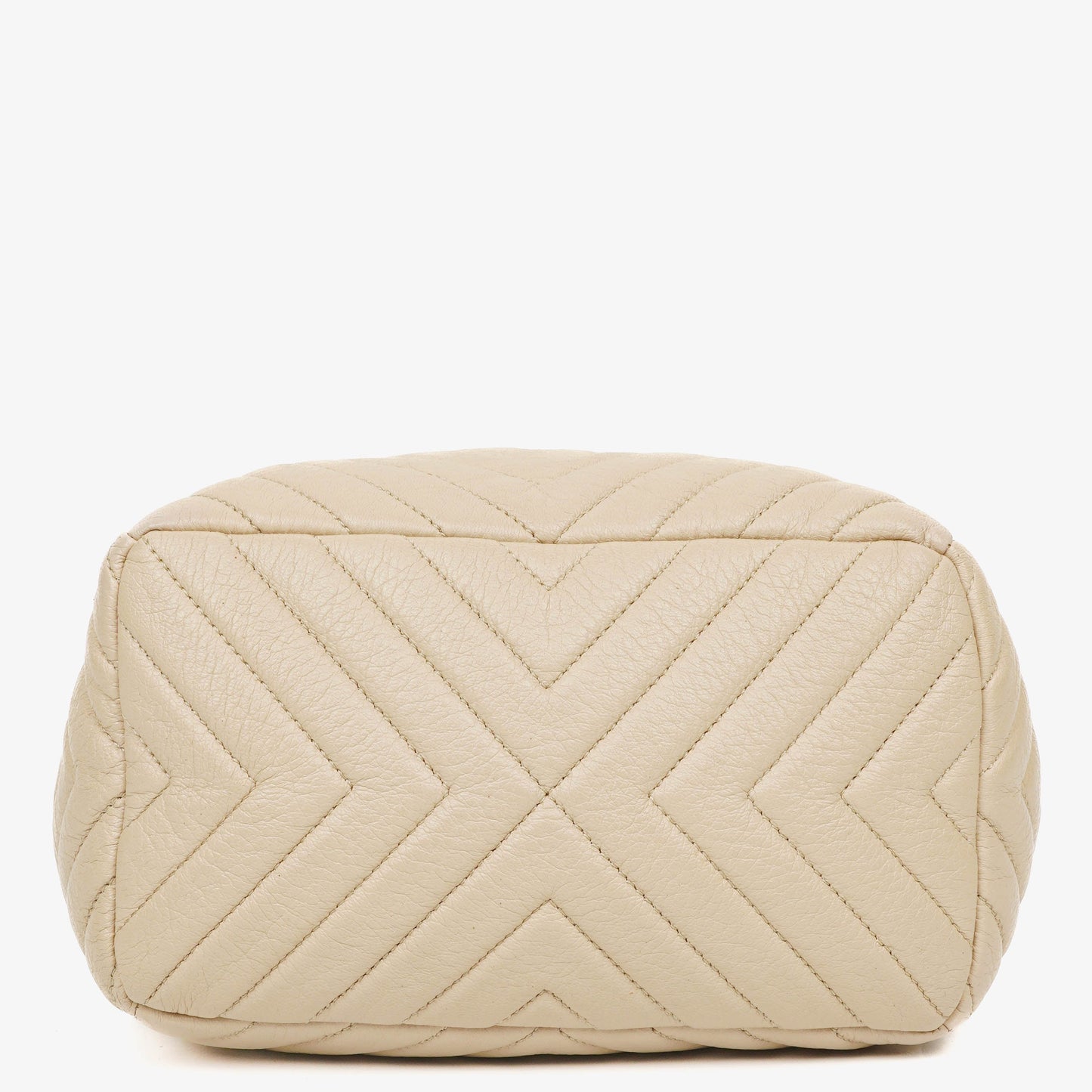 Chanel CC Chain Bucket Small Tasche aus beigem Hirschleder mit Chevron-Muster