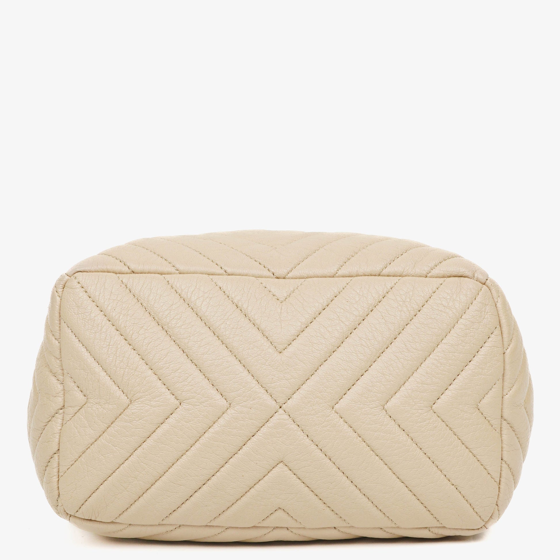 Chanel CC Chain Bucket Small Tasche aus beigem Hirschleder mit Chevron-Muster