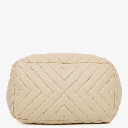 Chanel CC Chain Bucket Small Tasche aus beigem Hirschleder mit Chevron-Muster