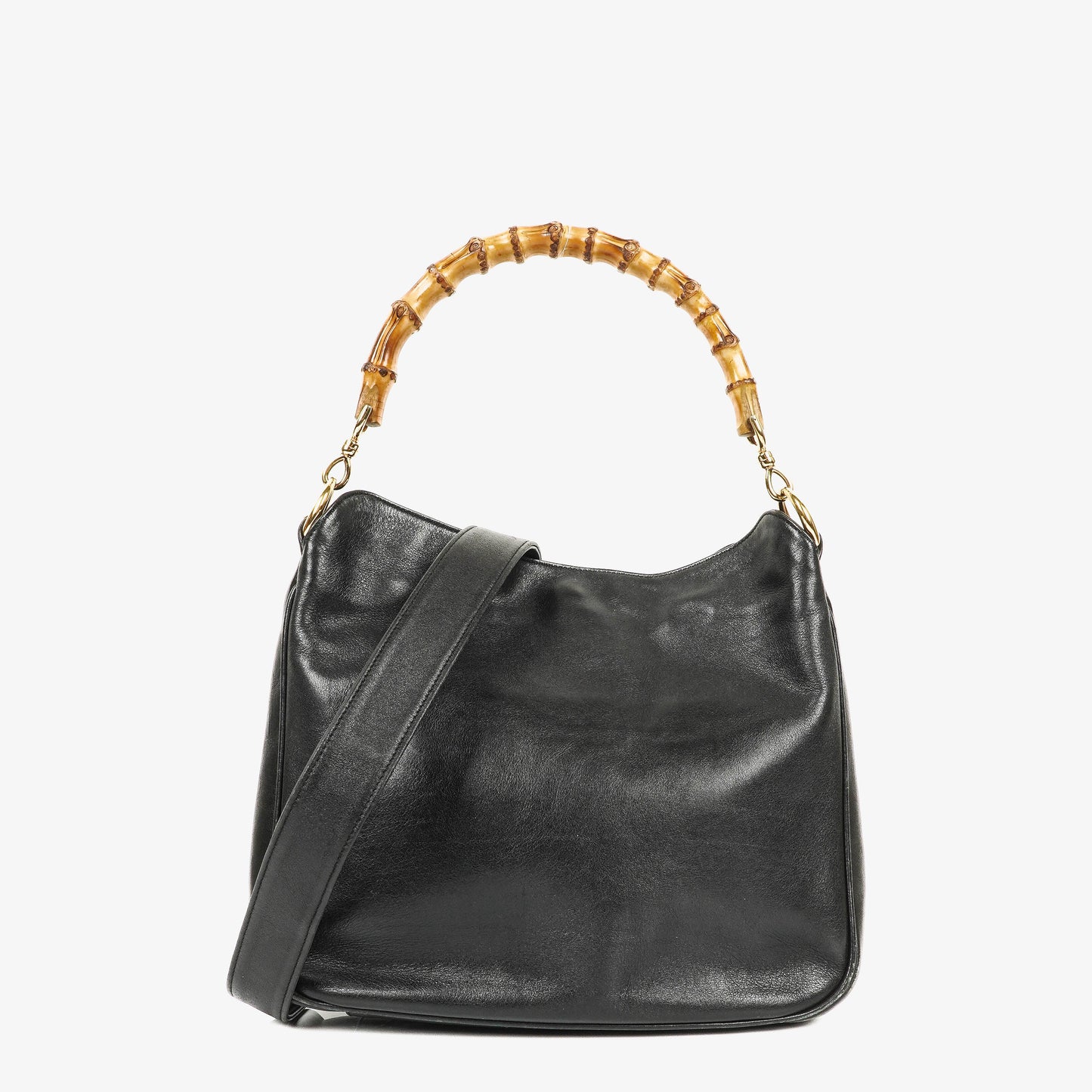 Gucci Bamboo Top Handle Hobo-Tasche aus schwarzem Leder