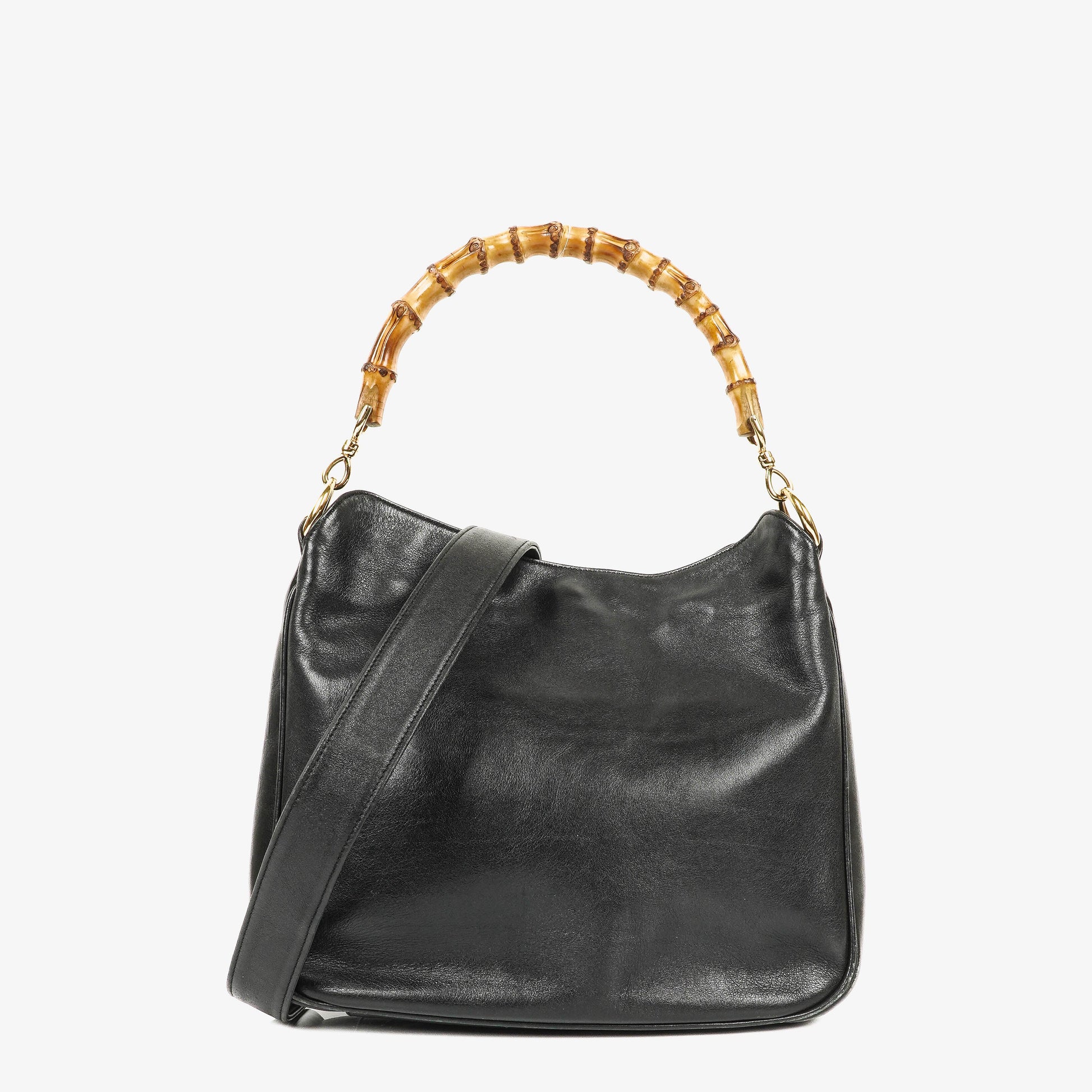 Gucci Bamboo Top Handle Hobo-Tasche aus schwarzem Leder