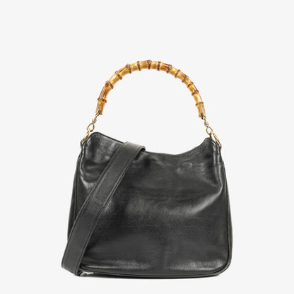 Gucci Bamboo Top Handle Hobo-Tasche aus schwarzem Leder