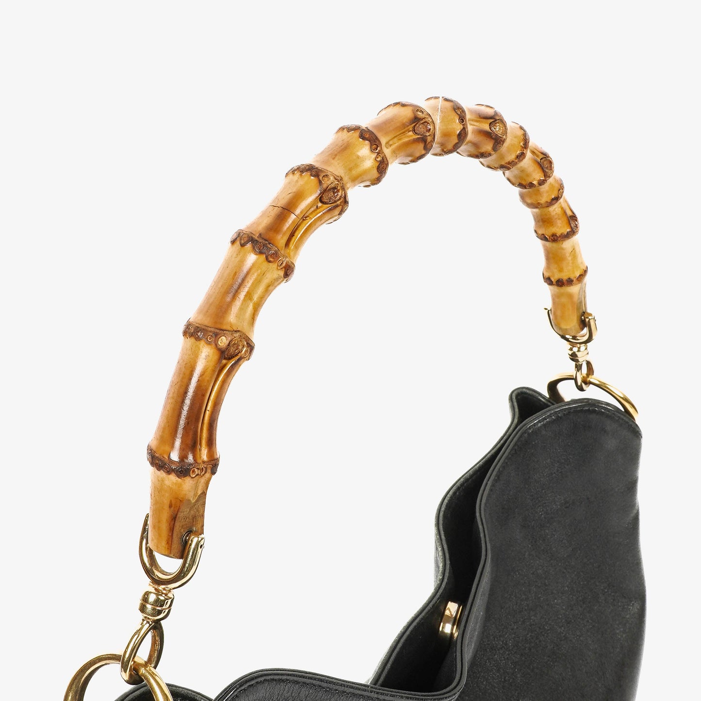 Gucci Bamboo Top Handle Hobo-Tasche aus schwarzem Leder