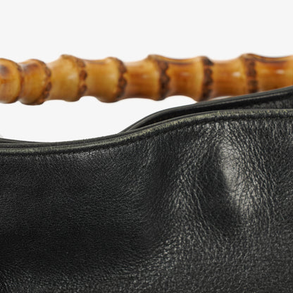 Gucci Bamboo Top Handle Hobo-Tasche aus schwarzem Leder