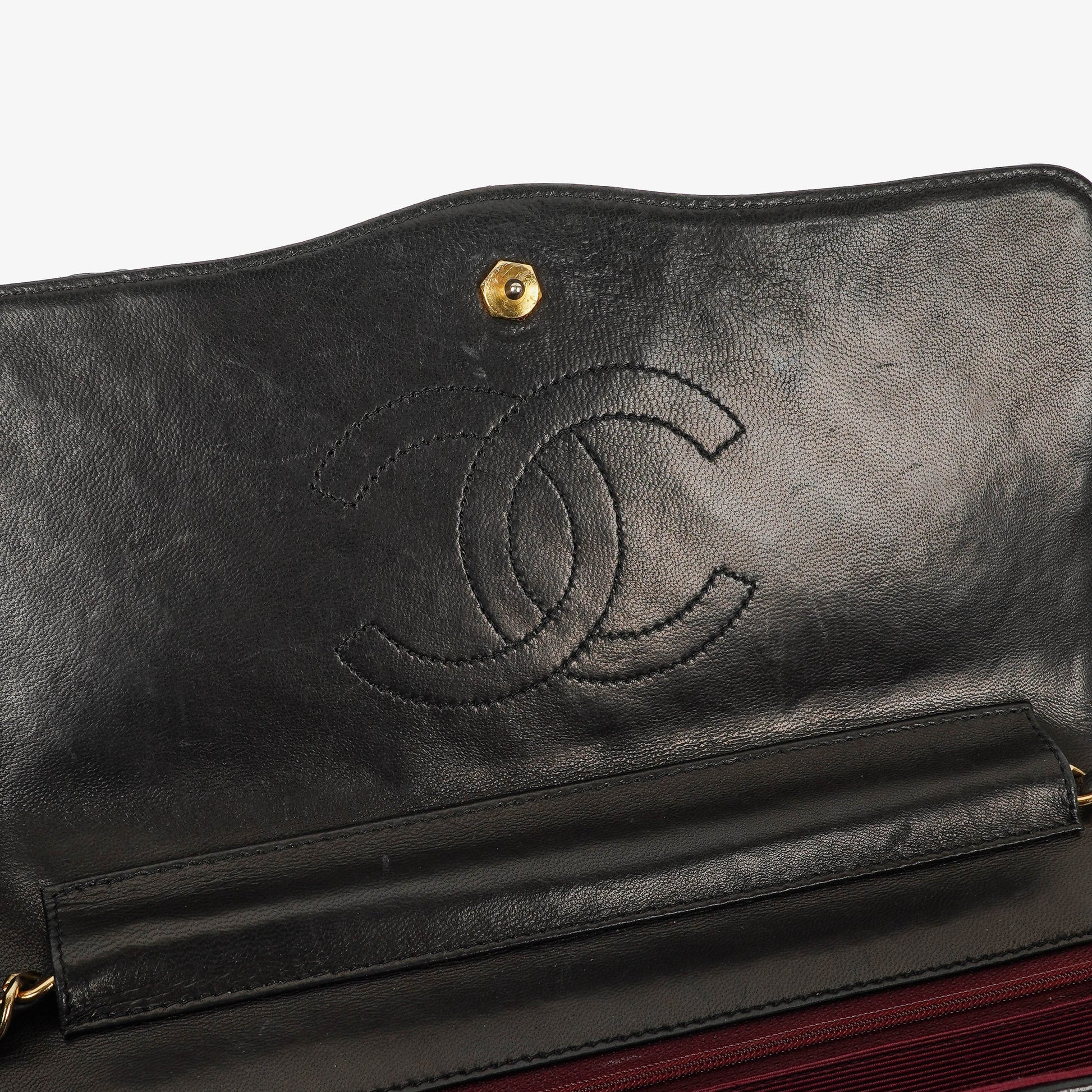 Chanel Classic Single Flap Bag aus schwarzem diagonal gestepptem Lammleder mit 24K vergoldeter Hardware