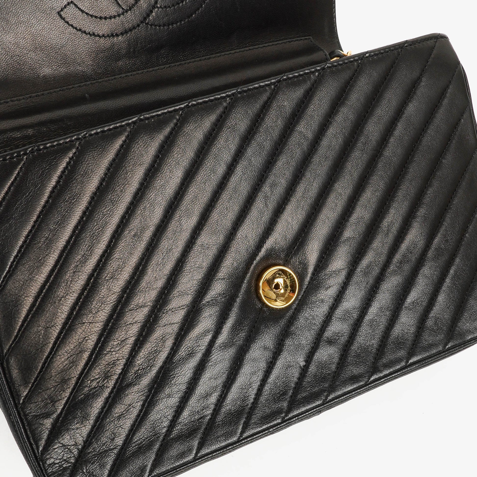 Chanel Classic Single Flap Bag aus schwarzem diagonal gestepptem Lammleder mit 24K vergoldeter Hardware