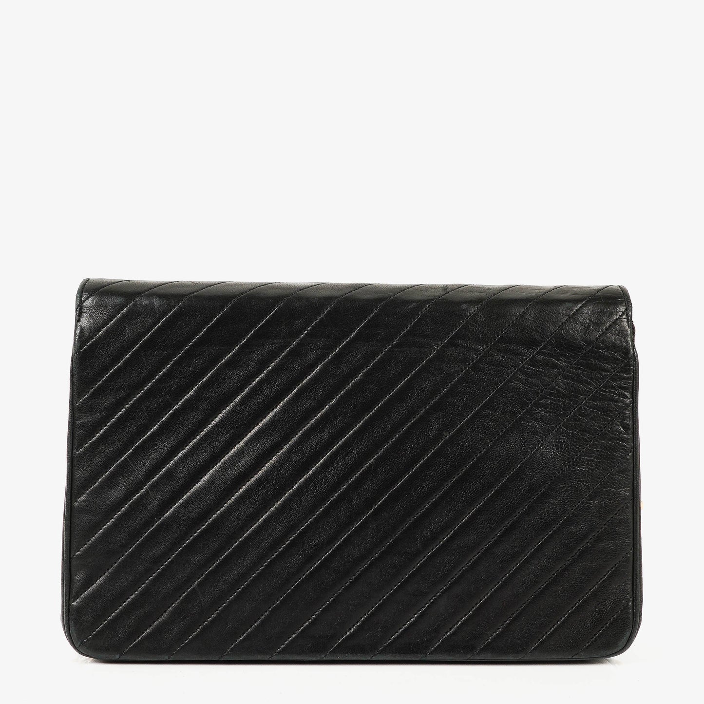 Chanel Classic Single Flap Bag aus schwarzem diagonal gestepptem Lammleder mit 24K vergoldeter Hardware