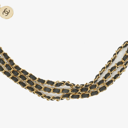 Chanel Münzgürtel mit goldener Kette und schwarzem Leder