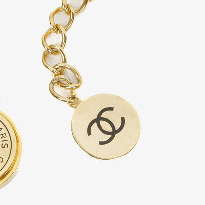 Chanel Münzgürtel mit goldener Kette und schwarzem Leder