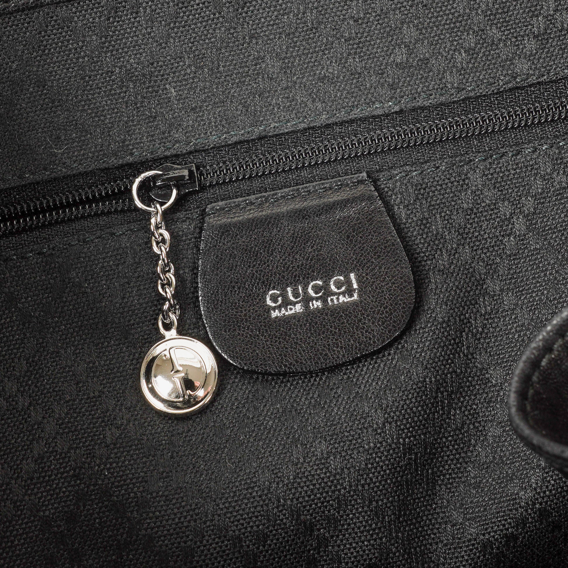 Gucci Vintage Bamboo Rucksack aus schwarzem Leder