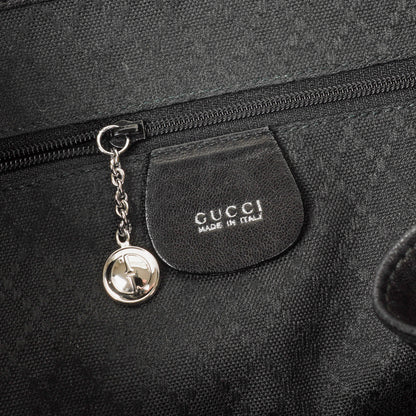 Gucci Vintage Bamboo Rucksack aus schwarzem Leder
