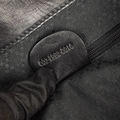 Gucci Vintage Bamboo Rucksack aus schwarzem Leder
