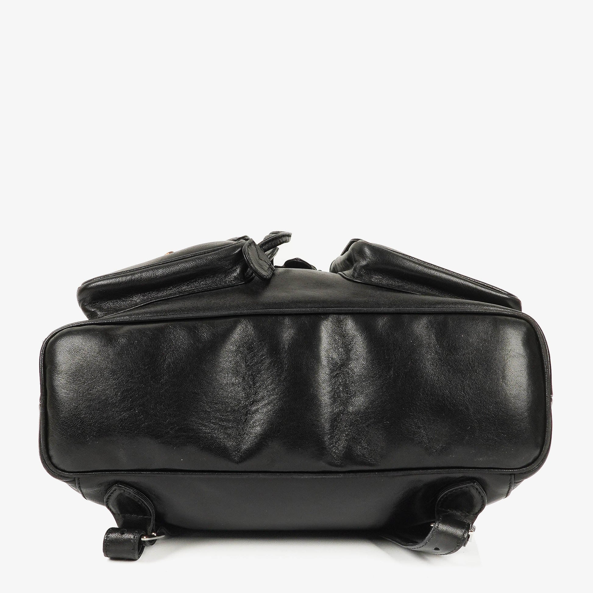 Gucci Vintage Bamboo Rucksack aus schwarzem Leder