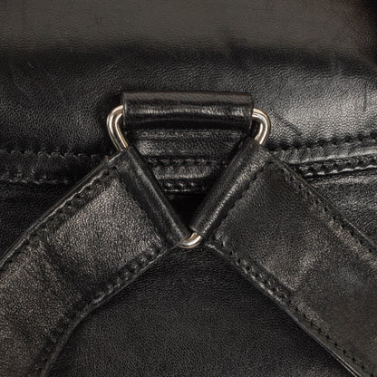 Gucci Vintage Bamboo Rucksack aus schwarzem Leder