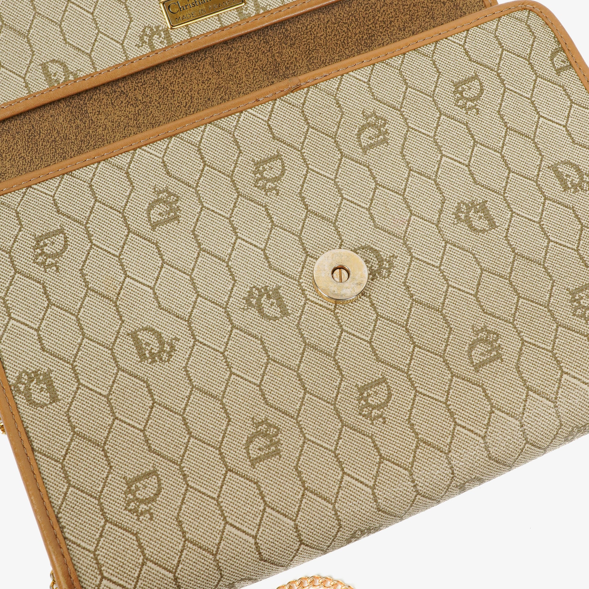 Christian Dior Honeycomb Ketten-Schultertasche in Beige