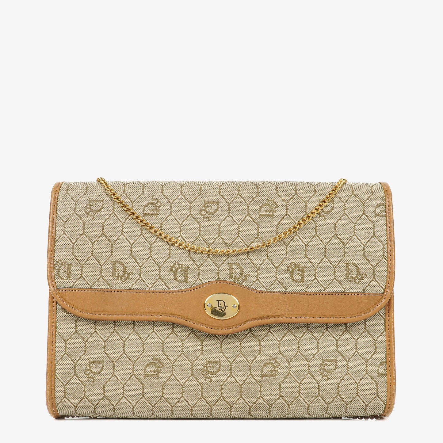 Christian Dior Honeycomb Ketten-Schultertasche in Beige