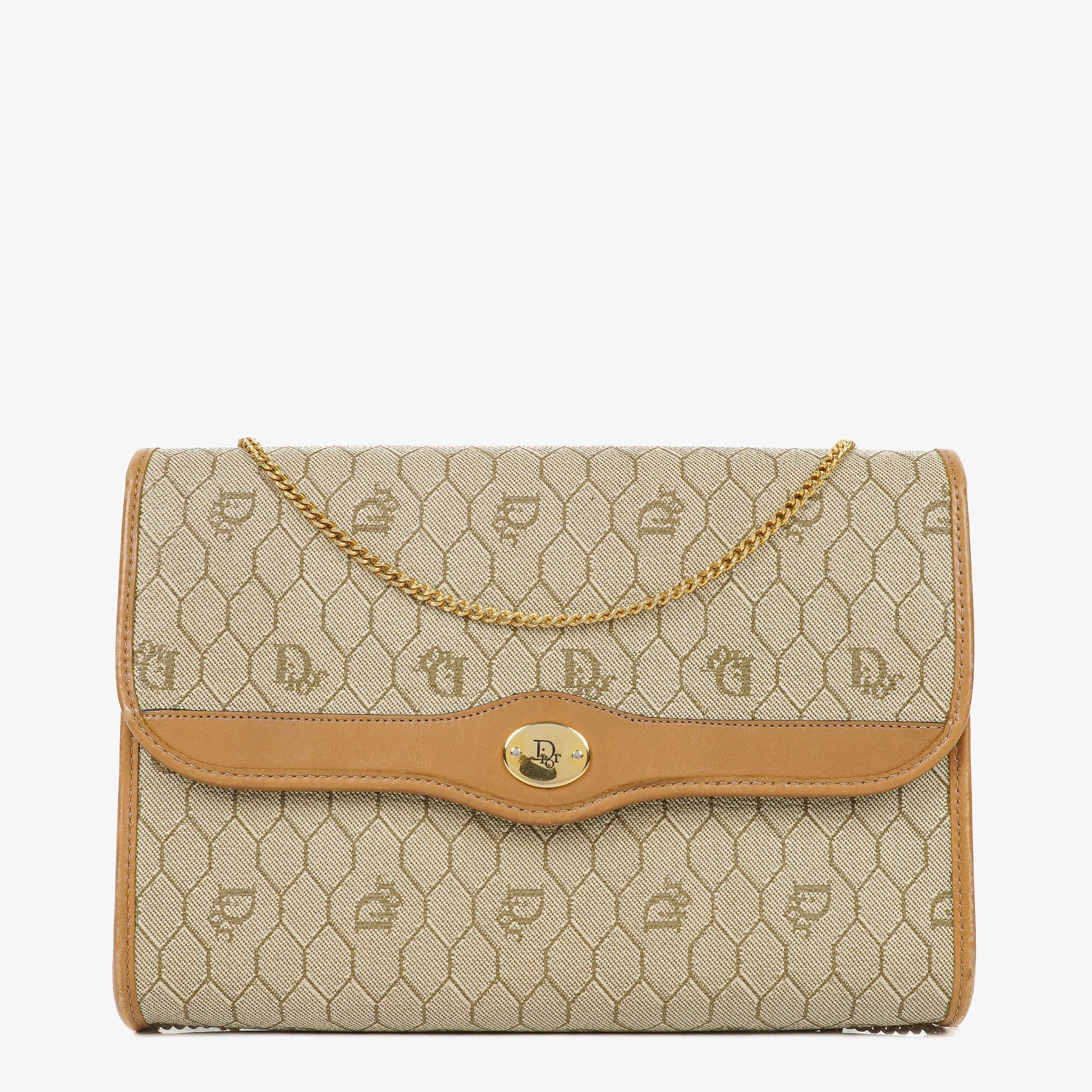 Christian Dior Honeycomb Ketten-Schultertasche in Beige