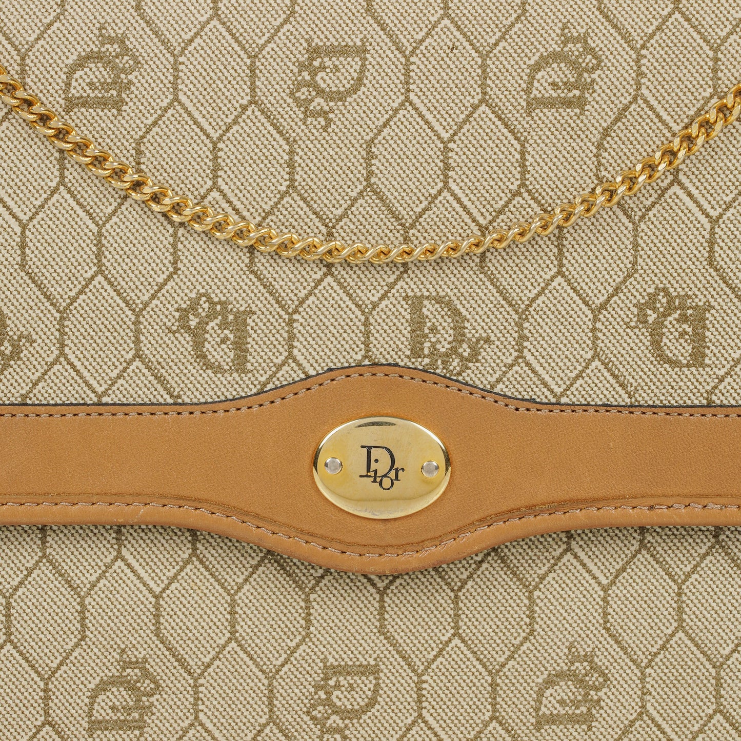 Christian Dior Honeycomb Ketten-Schultertasche in Beige