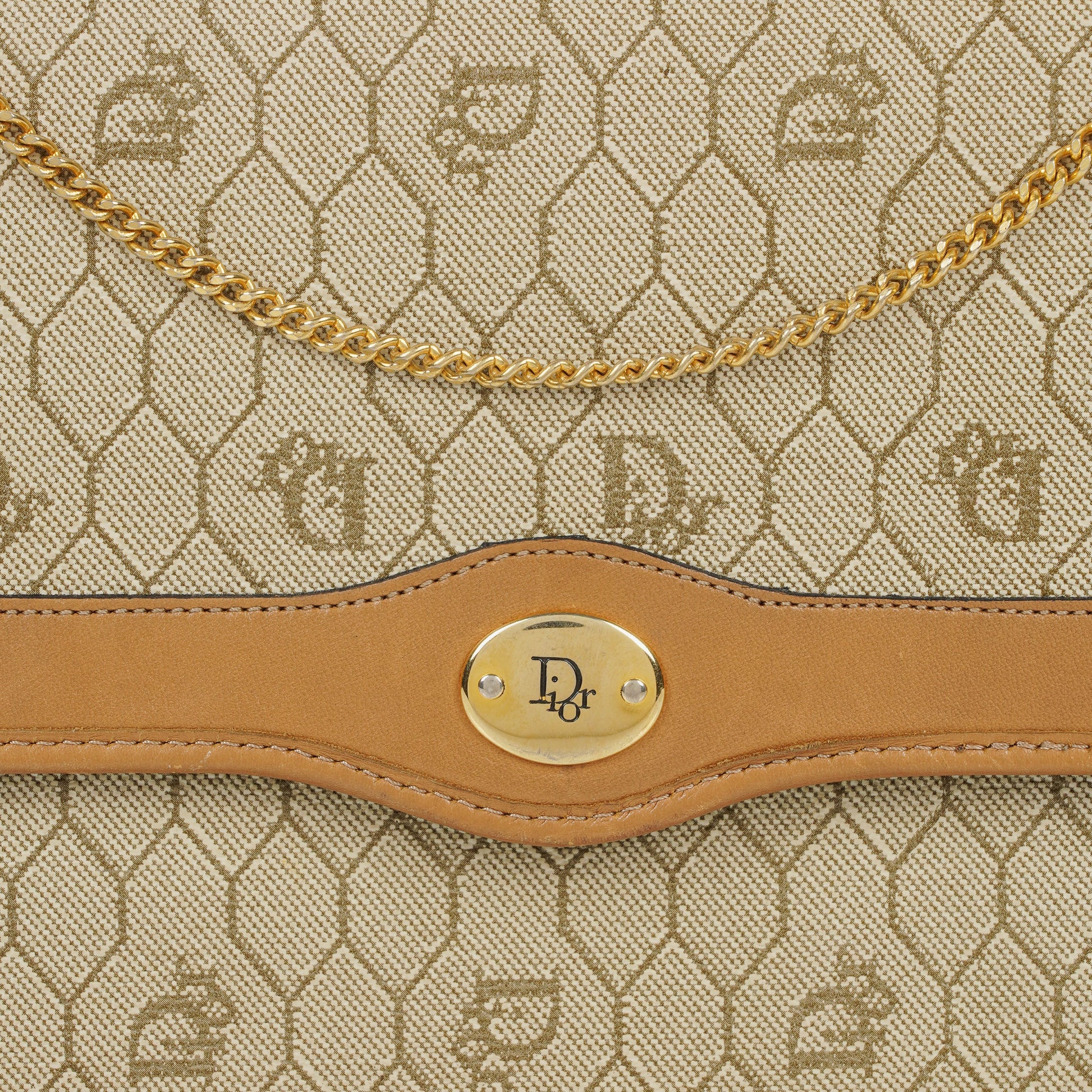 Christian Dior Honeycomb Ketten-Schultertasche in Beige