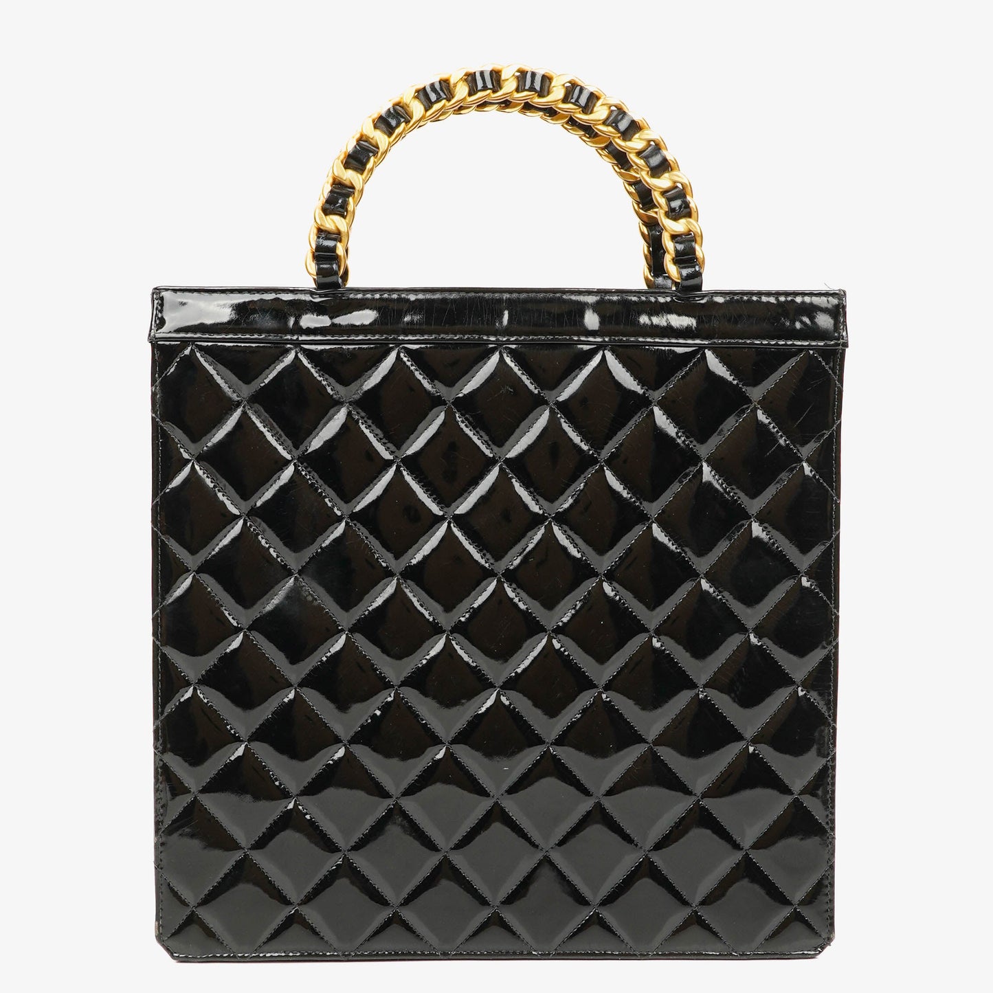 Chanel Tote Tasche aus schwarzem Lackleder