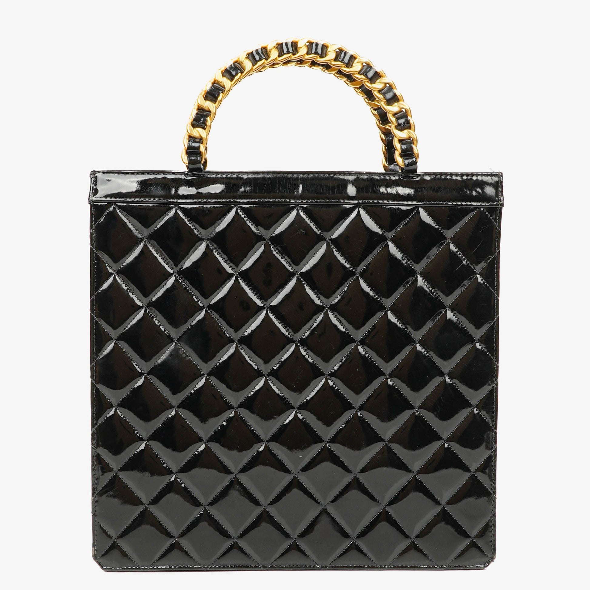 Chanel Tote Tasche aus schwarzem Lackleder