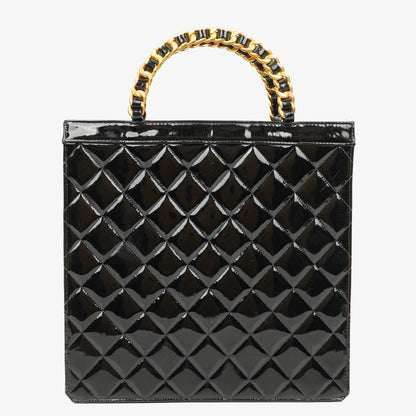 Chanel Tote Tasche aus schwarzem Lackleder