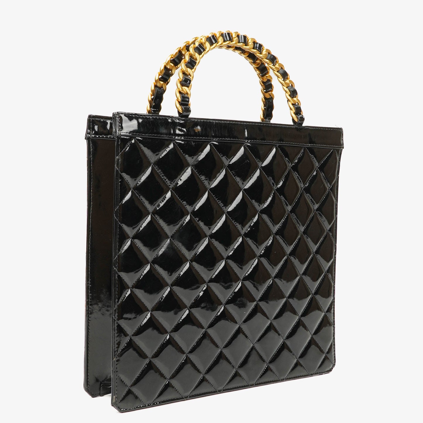 Chanel Tote Tasche aus schwarzem Lackleder